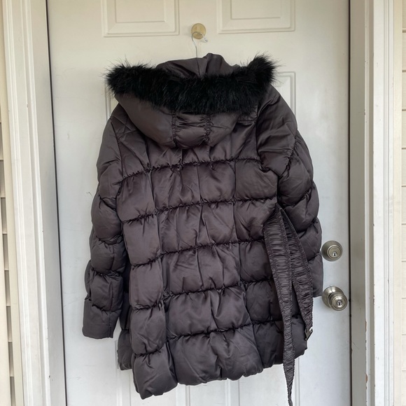 COOGI Puffer Longline Belted Coat with Faux Fur Removable Hood Quilted Jacket - Picture 15 of 16